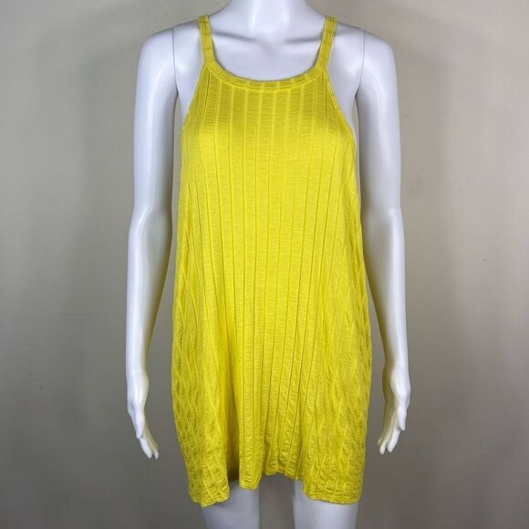 Haptics Tops - Haptics Ribbed Yellow Halter Tank (No Size)